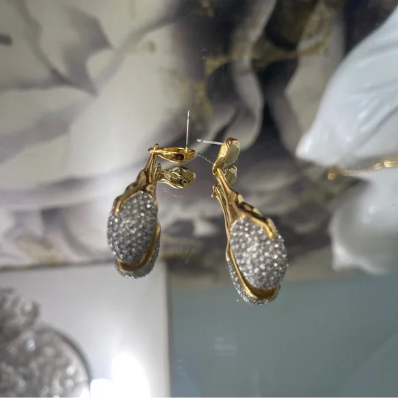 ALEXIS BITTAR Solanales Crystal Teardrop Necklace & Earrings (Silver & Gold)